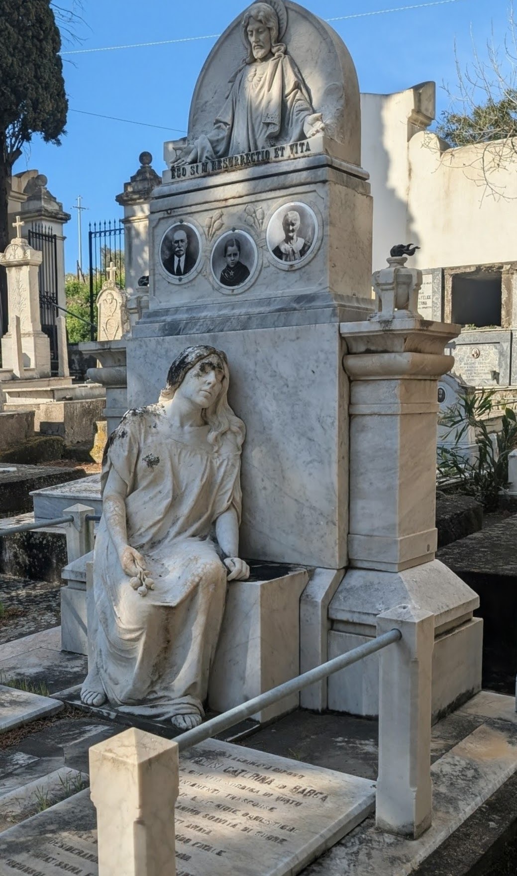 Elaborate monuments on the cemetery of Lingua, the village on Salina island.