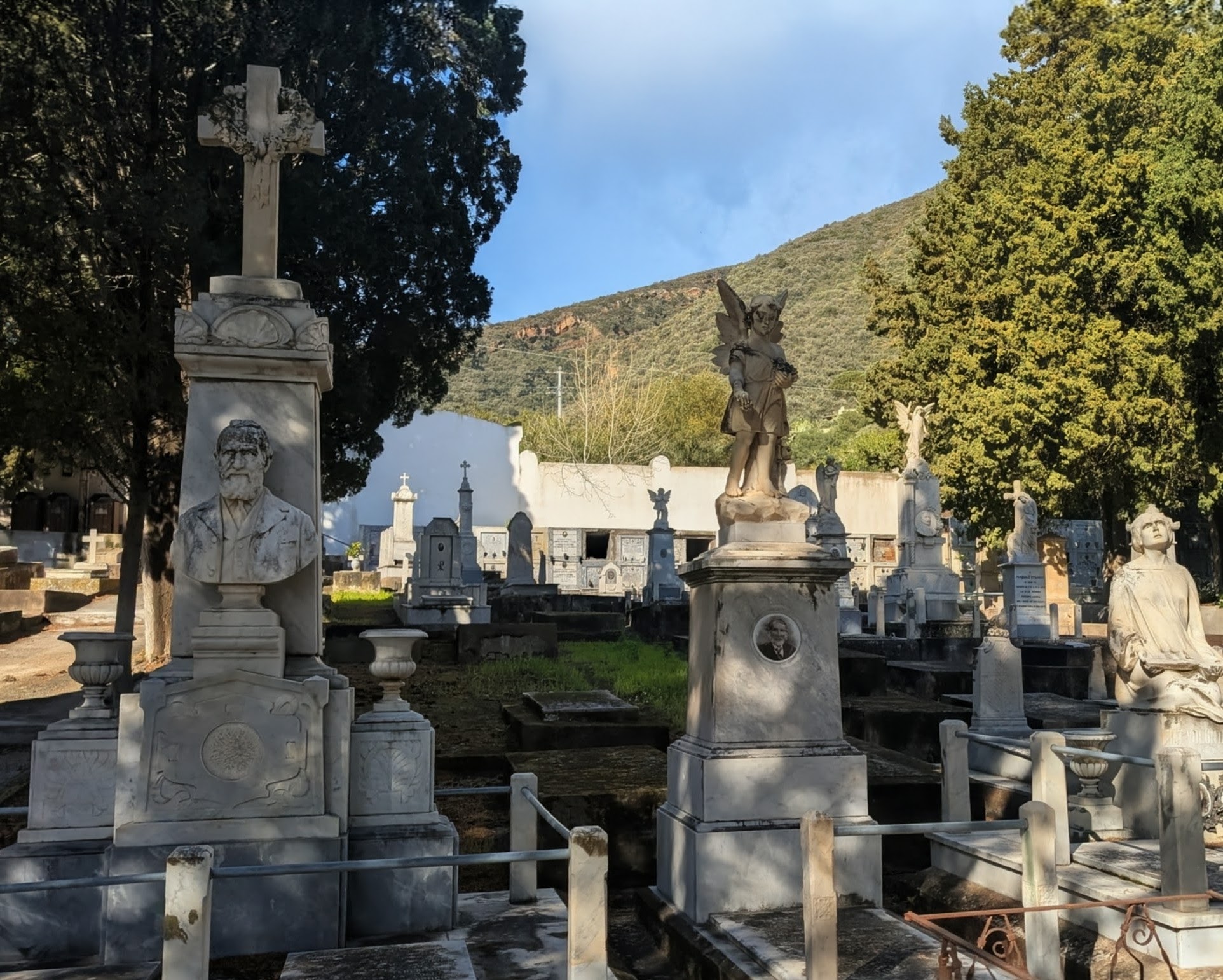 Elaborate monuments on the cemetery of Lingua, the village on Salina island.