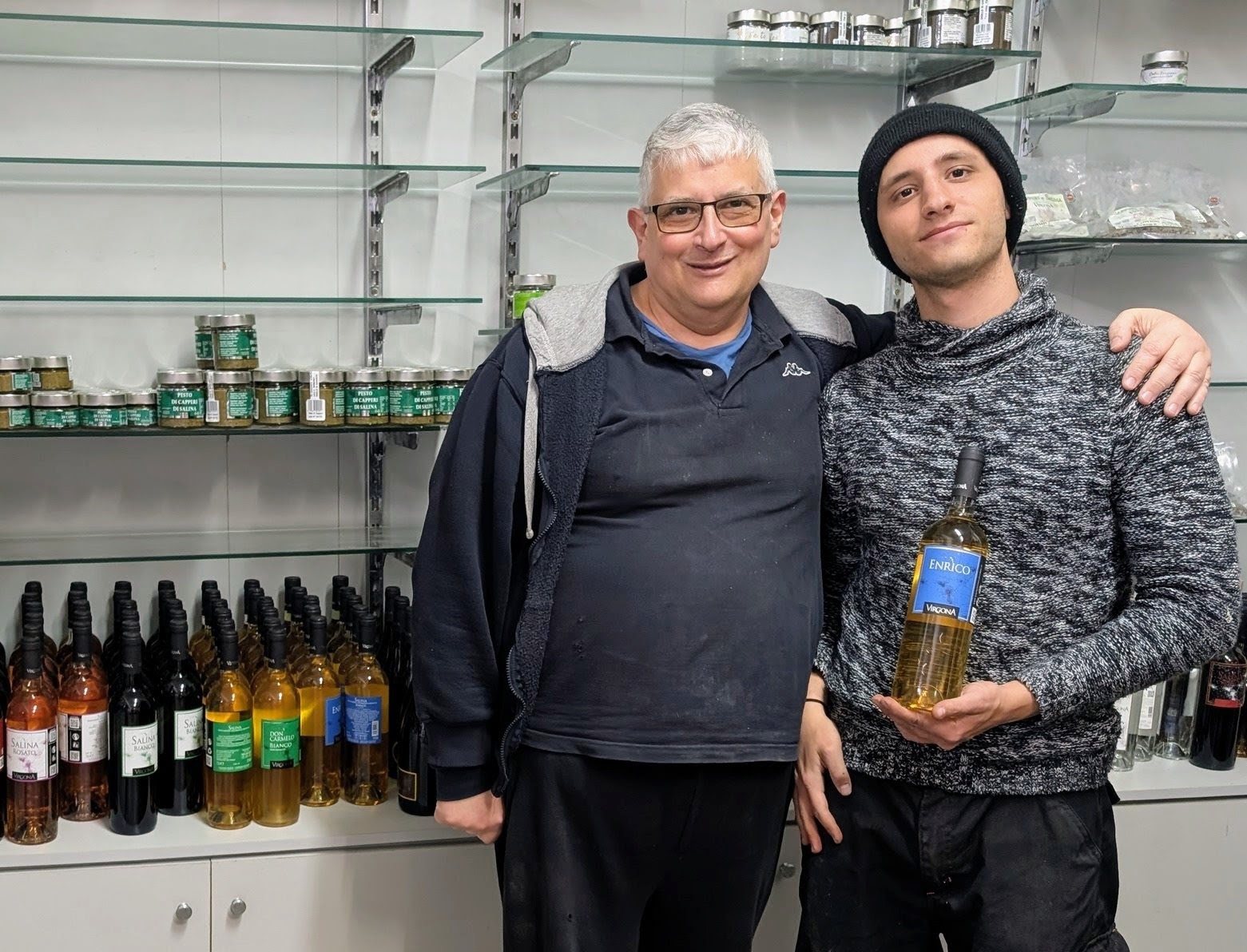 Calogero Marina and his nephew make excelent wines at Azienda Agricola Virgona on Salina island.