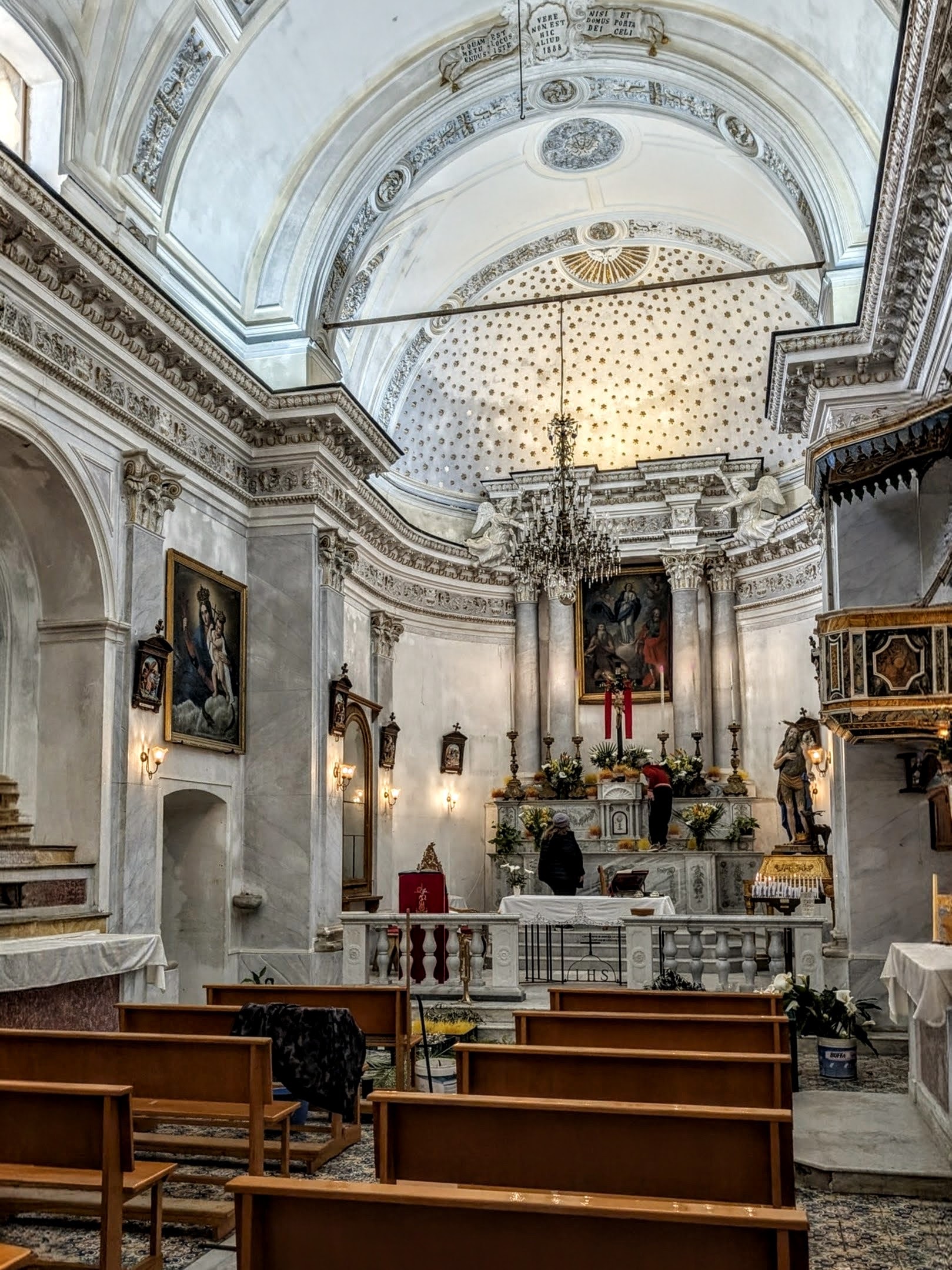 Inside St. Onofrio Church in the village of Pollara on Salina island. Oscar winning Il Postino movie was filmed here.