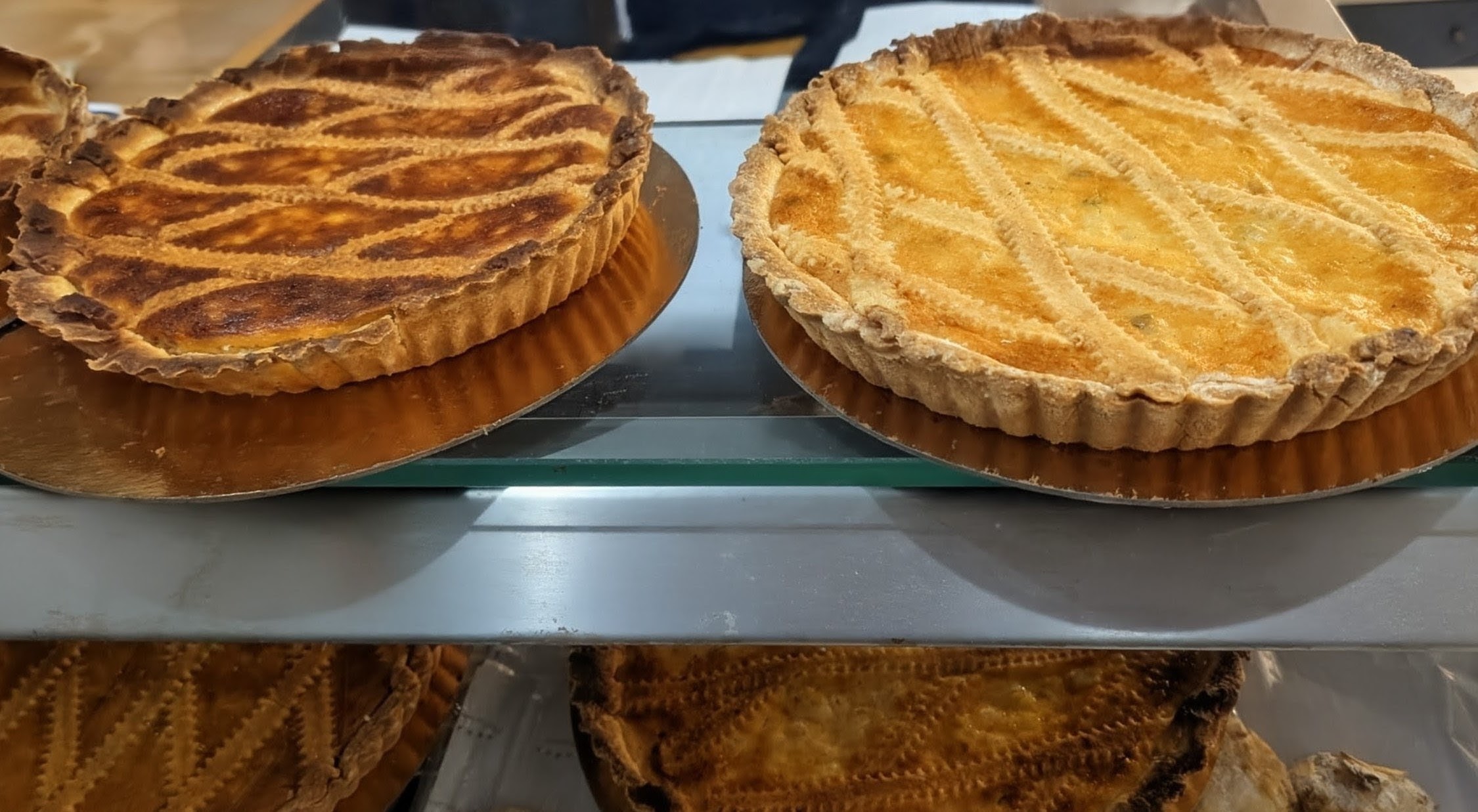 Ricotta cake in the bakery of the village Santa Marina di Salina, Salina island.