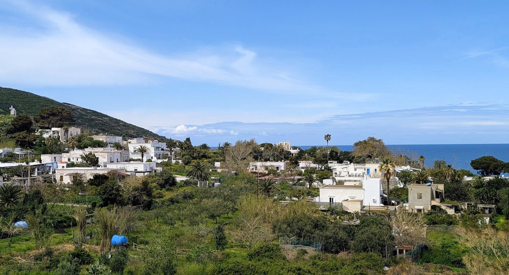 The view from an open-air terrace at Da Luciano restaurant in San Vincenzo (Stromboli island). 
