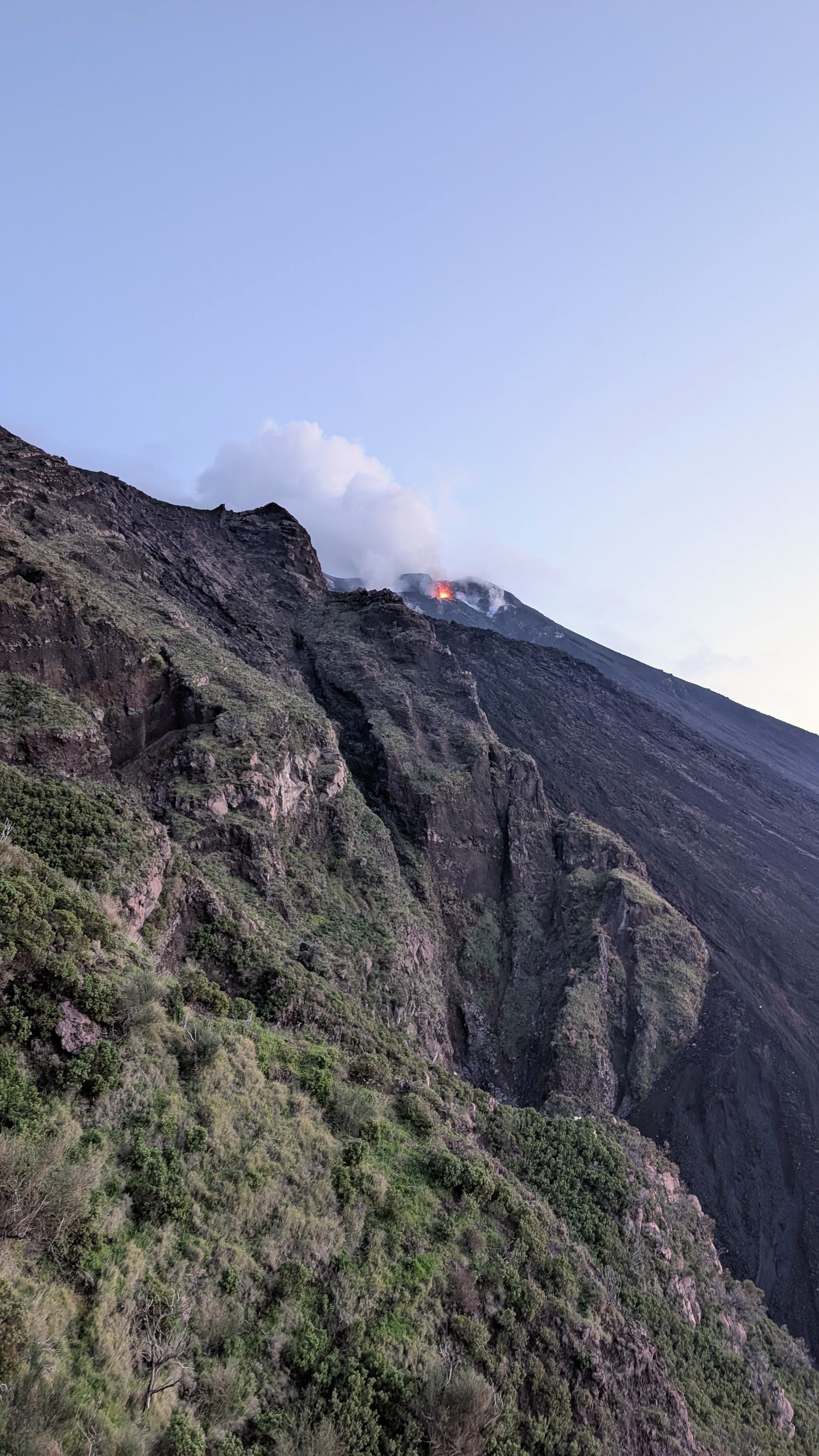 Daily eruptions of volcano on Stromboli island.