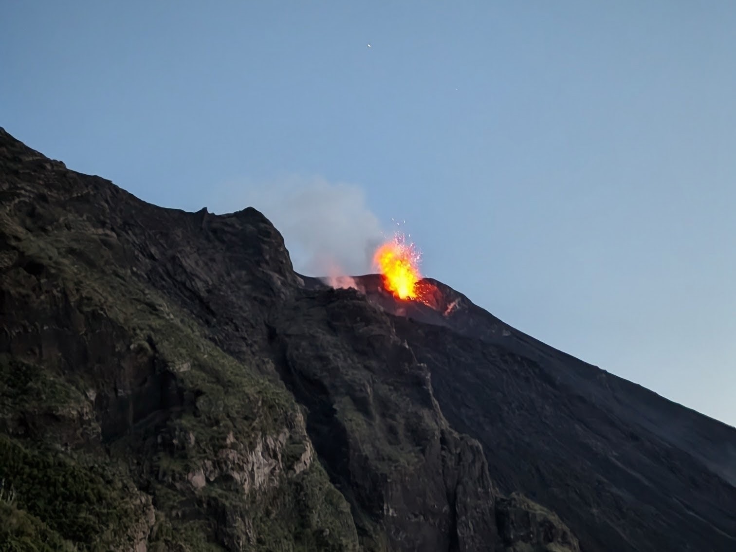 Daily eruptions of volcano on Stromboli island.