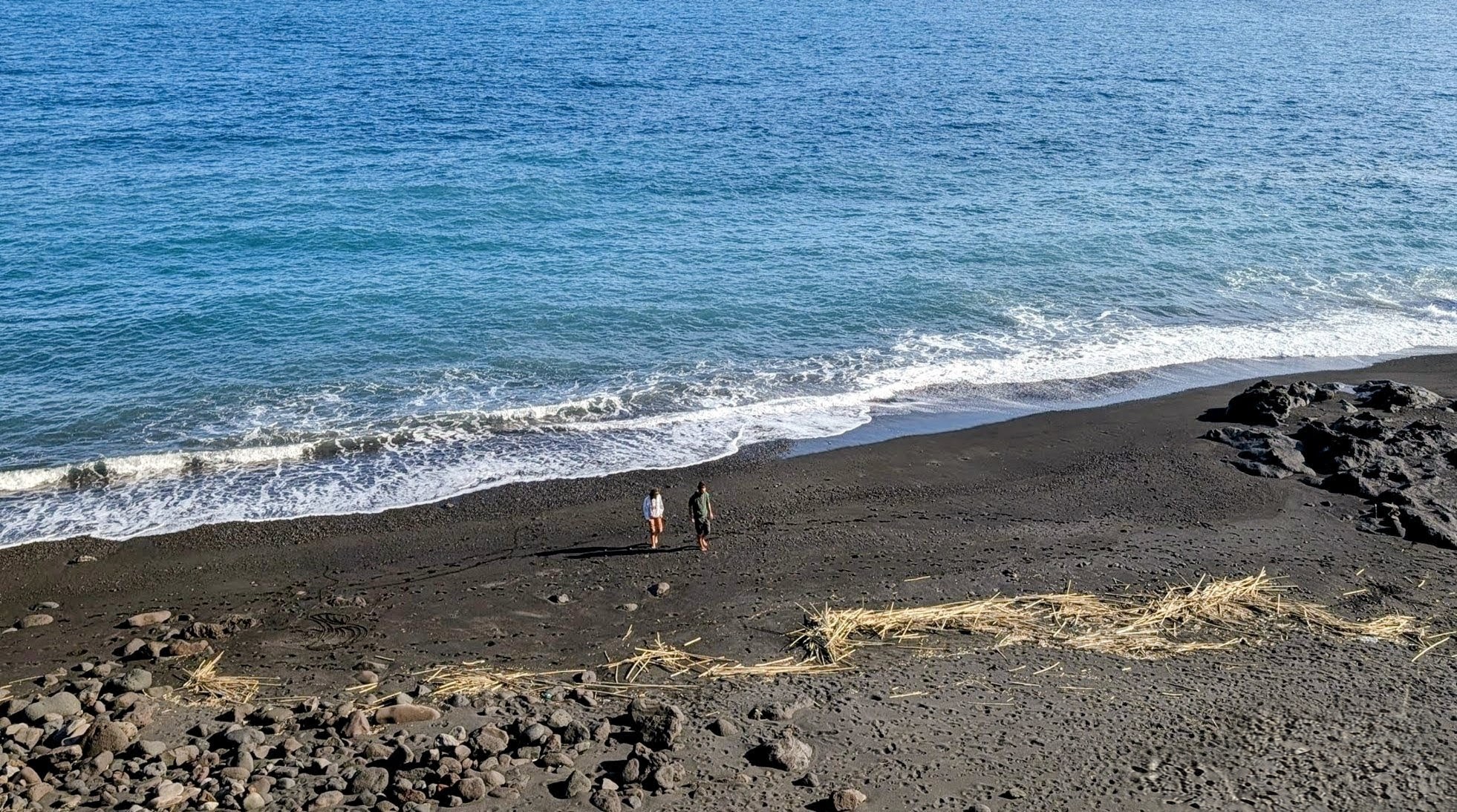 Black sand beach at the northern edge of San Vincenzo on Stromboli island.