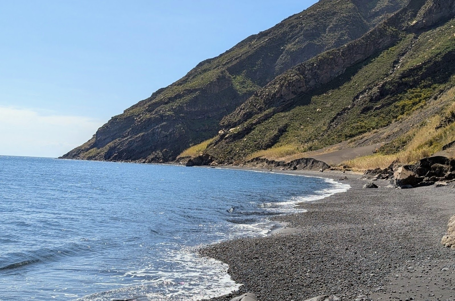 Forgia Vecchia is a secluded pebble beach near San Vincenzo on Stromboli island.