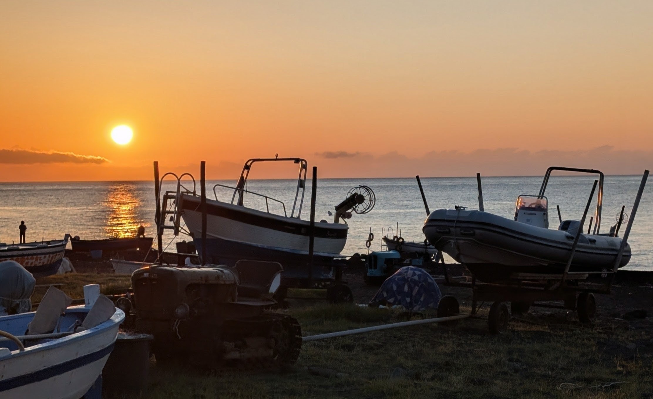 Dramatic sunrise on Easter Sunday on Stromboli island.