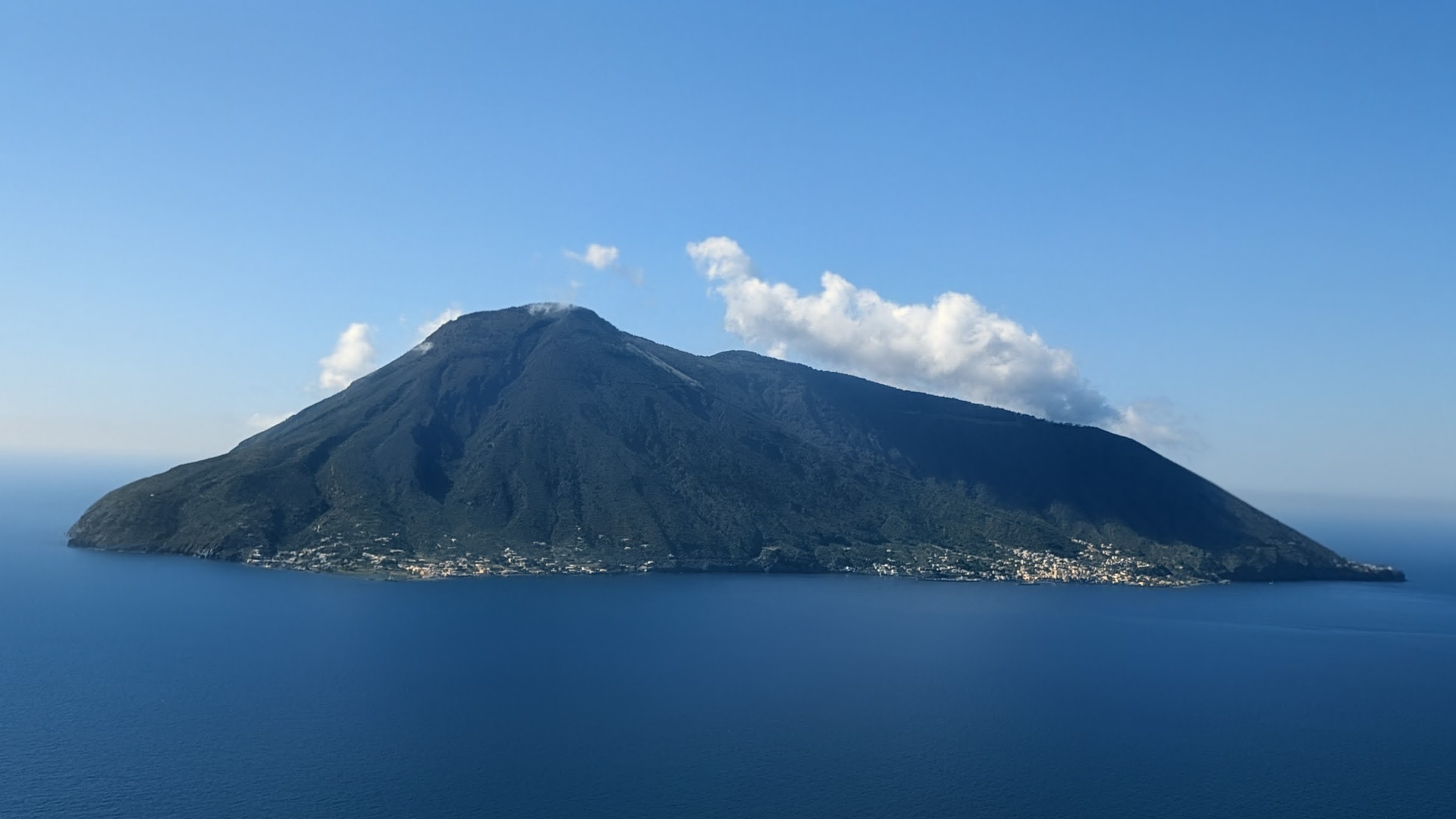 The view on Salina, the "Green Island" from Chiesa Vecchia ("Old Church") in Quattropani.