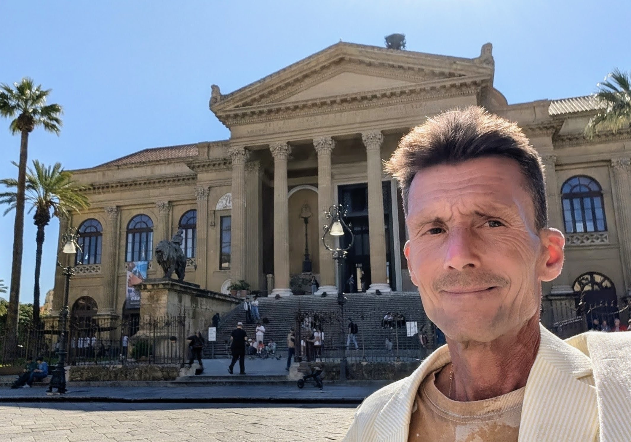 The theater in Palermo. On its steps, the final scene of God Father III was filmed.